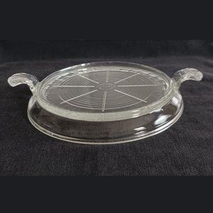 Vintage 1940s 50s Anchor Hocking Fire King Handled Hot Plate Trivet Clear Glass